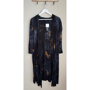 Coin 1804 Open Front Boho Tie Dye Cascade Duster Cardigan sz 2X